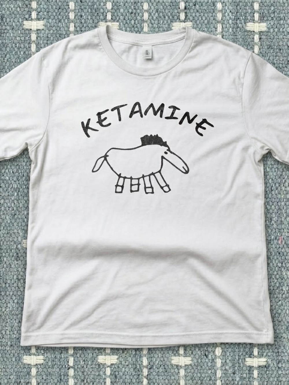 Gildan White Short Sleeve Tee with Black 'KETAMINE' Graphic
